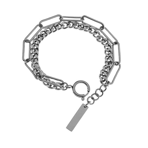 Wholesale Double Layer Titanium Steel Cuban Bracelet JDC-BT-JiuB012 Bracelet 玖柏 18+3CM Wholesale Jewelry JoyasDeChina Joyas De China