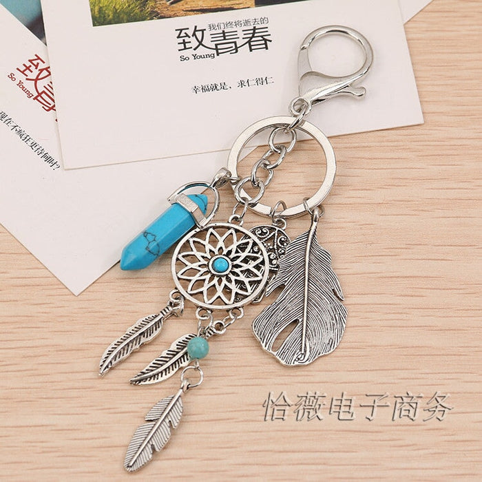 Wholesale dreamcatcher pendant feather opal tassel keychain JDC-KC-QiaW002 Keychains 恰薇 1 ok Wholesale Jewelry JoyasDeChina Joyas De China