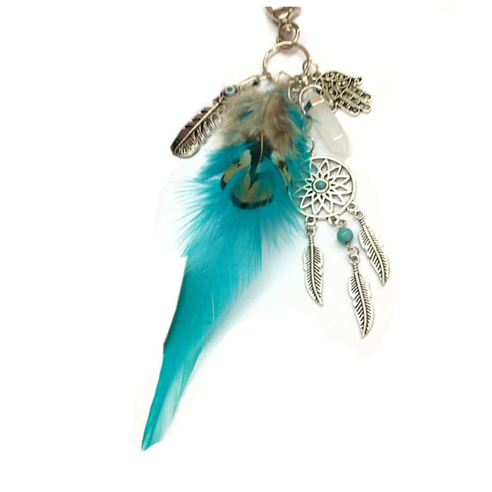 Wholesale dreamcatcher pendant feather opal tassel keychain JDC-KC-QiaW002 Keychains 恰薇 6 ok Wholesale Jewelry JoyasDeChina Joyas De China