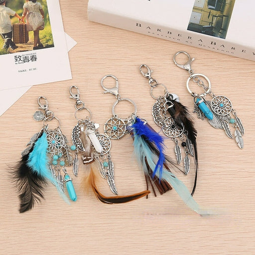 Wholesale dreamcatcher pendant feather opal tassel keychain JDC-KC-QiaW002 Keychains 恰薇 Wholesale Jewelry JoyasDeChina Joyas De China