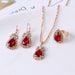 Wholesale drip rhinestone necklace earring ring alloy set MOQ≥2 JDC-NE-RL012 Necklaces 瑞列 MOQ2 red Wholesale Jewelry JoyasDeChina Joyas De China