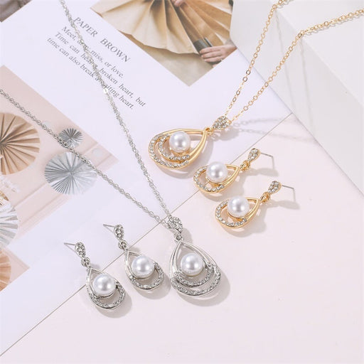 Wholesale drop necklace stud earrings two-piece set JDC-NE-Yiz002 Necklaces 艺真 Wholesale Jewelry JoyasDeChina Joyas De China