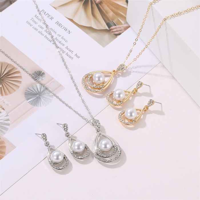 Wholesale drop necklace stud earrings two-piece set JDC-NE-Yiz002 Necklaces 艺真 Wholesale Jewelry JoyasDeChina Joyas De China