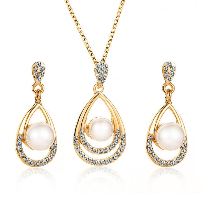 Wholesale drop necklace stud earrings two-piece set JDC-NE-Yiz002 Necklaces 艺真 Wholesale Jewelry JoyasDeChina Joyas De China