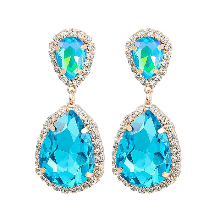 Wholesale Drop Shape Alloy Color Rhinestone Earrings JDC-ES-JL941 Earrings 氿乐 blue Wholesale Jewelry JoyasDeChina Joyas De China
