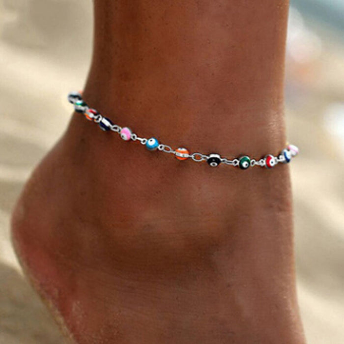 Wholesale dry flower retro color eye thousand flower copper anklets JDC-AS-YeB004 anklets 烨贝 Wholesale Jewelry JoyasDeChina Joyas De China