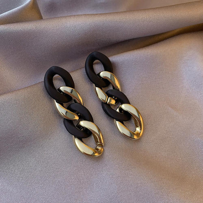 Wholesale earring geometry ackery color platingJDC-ES-xc063 Earrings JoyasDeChina black golden Wholesale Jewelry JoyasDeChina Joyas De China