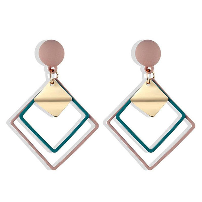 Wholesale earring geometry long pendant earrings JDC-ES-xc070 Earrings JoyasDeChina green Wholesale Jewelry JoyasDeChina Joyas De China