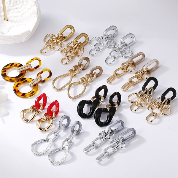 Bulk Jewelry Wholesale Earrings color alloy Stitched geometric chain JDC-ES-yn010 Wholesale factory from China YIWU China