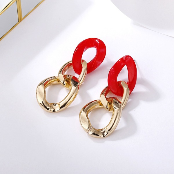 Bulk Jewelry Wholesale Earrings color alloy Stitched geometric chain JDC-ES-yn010 Wholesale factory from China YIWU China