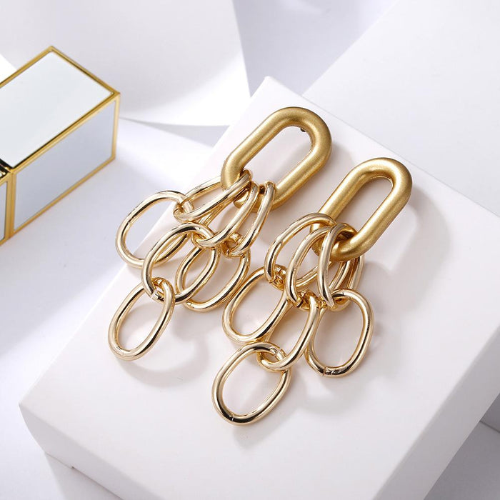 Bulk Jewelry Wholesale Earrings color alloy Stitched geometric chain JDC-ES-yn010 Wholesale factory from China YIWU China