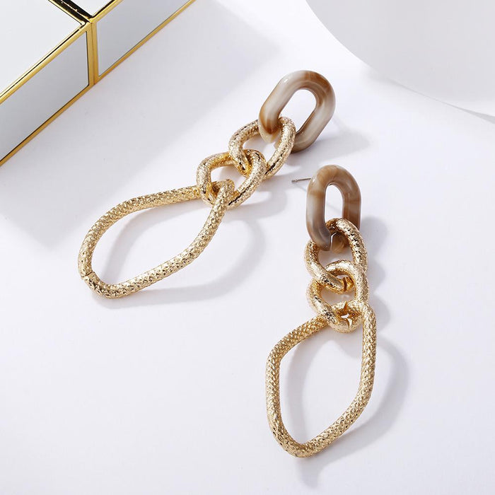 Bulk Jewelry Wholesale Earrings color alloy Stitched geometric chain JDC-ES-yn010 Wholesale factory from China YIWU China