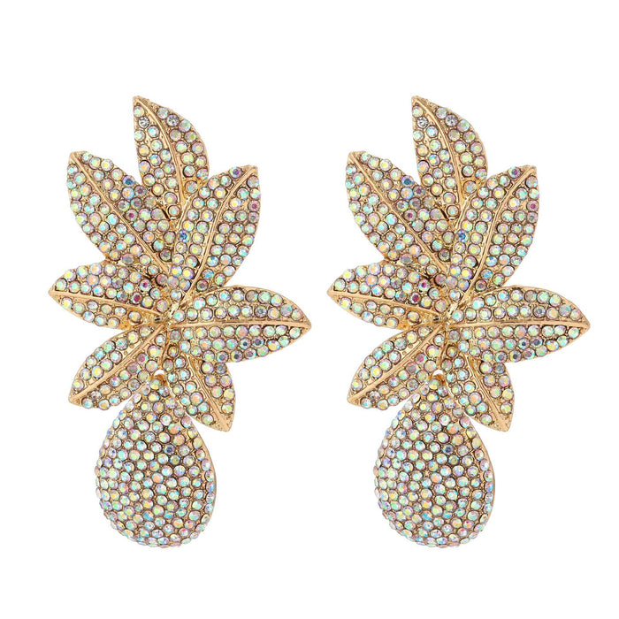 Wholesale Earrings Flowers full of Rhinestones Alloy JDC-ES-JJ003 Earrings JoyasDeChina Gold AB Color Wholesale Jewelry JoyasDeChina Joyas De China