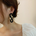 Bulk Jewelry Wholesale earrings, ink blue color chain, yellow and golden flowers JDC-ES-xc088 Wholesale factory from China YIWU China