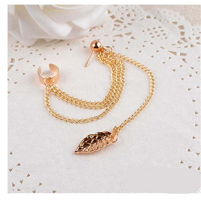 Wholesale Earrings metal leaf tassels JDC-ES-xc111 Earrings JoyasDeChina golden Wholesale Jewelry JoyasDeChina Joyas De China