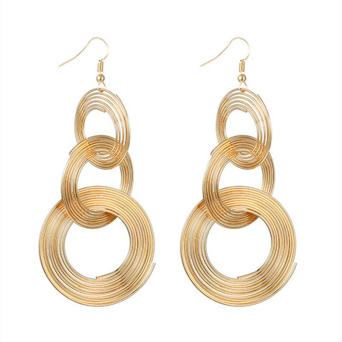 Wholesale Earrings retro geometry multilayer metal rings JDC-ES-xc071 Earrings JoyasDeChina Golden Wholesale Jewelry JoyasDeChina Joyas De China