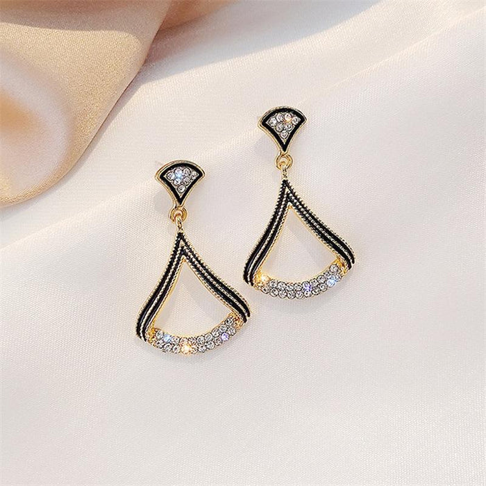 Wholesale earrings S925 silver needle rectangular drill geometric fan shapeJDC-ES-xc128 Earrings JoyasDeChina golden Wholesale Jewelry JoyasDeChina Joyas De China