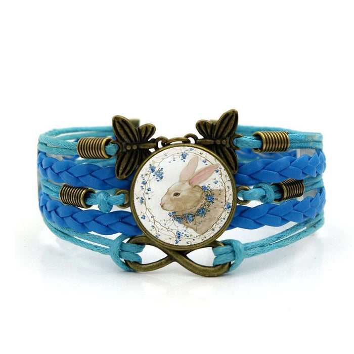 Wholesale Easter Bunny Vintage Gemstone Butterfly Alloy Bracelet JDC-BT-hengx007 Bracelet 横湘 blue Wholesale Jewelry JoyasDeChina Joyas De China