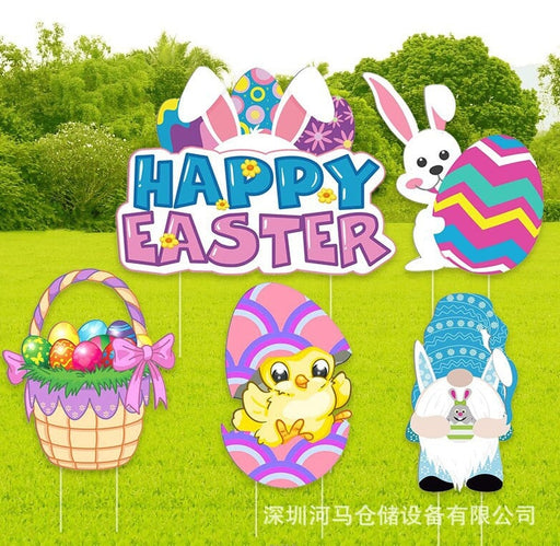 Wholesale Easter Color Themed Garden Inserts Outdoor Floor Insert PP Plastic Decorations MOQ≥50 JDC-DS-HeM010 Decorations 河马 wuzhong Wholesale Jewelry JoyasDeChina Joyas De China