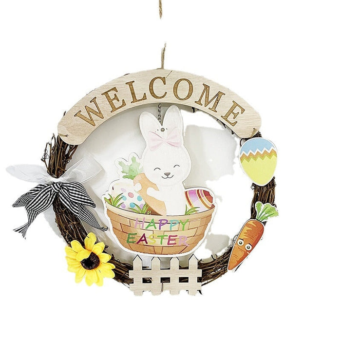 Wholesale Easter Pine Decorative Home Garland Door Hanging Welcome Wood Sign JDC-WS-JinQ001 金青 Wholesale Jewelry JoyasDeChina Joyas De China