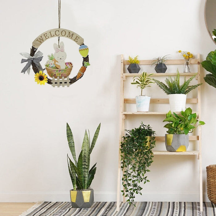 Wholesale Easter Pine Decorative Home Garland Door Hanging Welcome Wood Sign JDC-WS-JinQ001 金青 Wholesale Jewelry JoyasDeChina Joyas De China