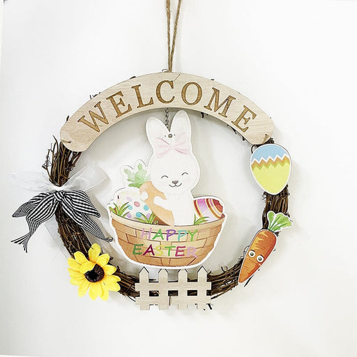 Wholesale Easter Pine Decorative Home Garland Door Hanging Welcome Wood Sign JDC-WS-JinQ001 金青 Wholesale Jewelry JoyasDeChina Joyas De China