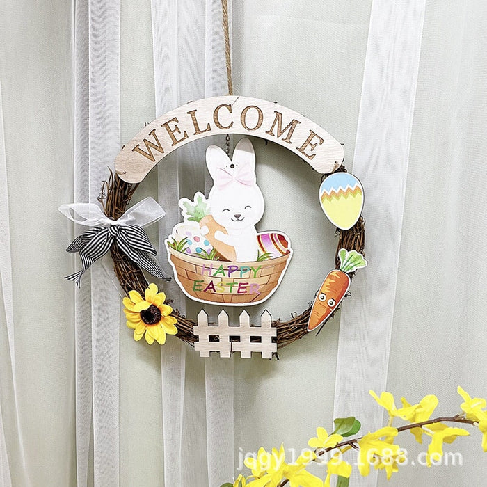 Wholesale Easter Pine Decorative Home Garland Door Hanging Welcome Wood Sign JDC-WS-JinQ001 金青 Wholesale Jewelry JoyasDeChina Joyas De China