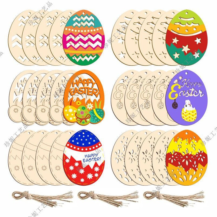 Wholesale Easter Poplar Wood Kids Hand Painted DIY Wood Chips JDC-WC-ZhenN001 珍妮 Wholesale Jewelry JoyasDeChina Joyas De China