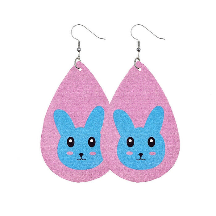 Wholesale Easter Reversible Leather Earrings Cute Print Earrings JDC-ES-ZL001 Earrings 钻拉 17 Wholesale Jewelry JoyasDeChina Joyas De China