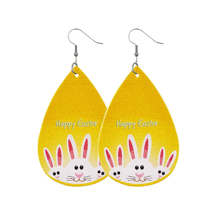 Wholesale Easter Reversible Leather Earrings Cute Print Earrings JDC-ES-ZL001 Earrings 钻拉 18 Wholesale Jewelry JoyasDeChina Joyas De China