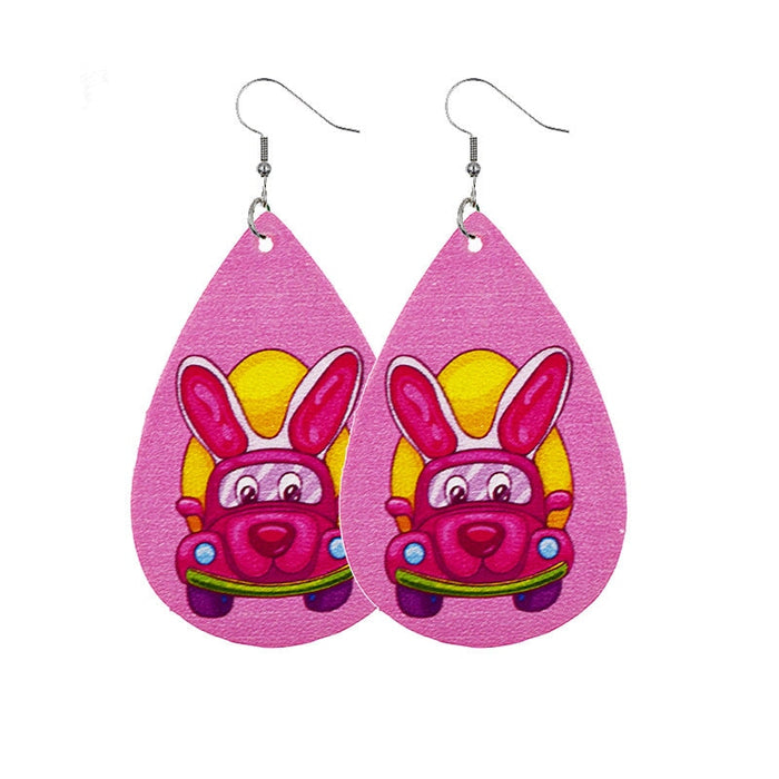 Wholesale Easter Reversible Leather Earrings Cute Print Earrings JDC-ES-ZL001 Earrings 钻拉 21 Wholesale Jewelry JoyasDeChina Joyas De China