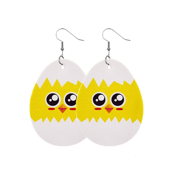 Wholesale Easter Reversible Leather Earrings Cute Print Earrings JDC-ES-ZL001 Earrings 钻拉 Wholesale Jewelry JoyasDeChina Joyas De China