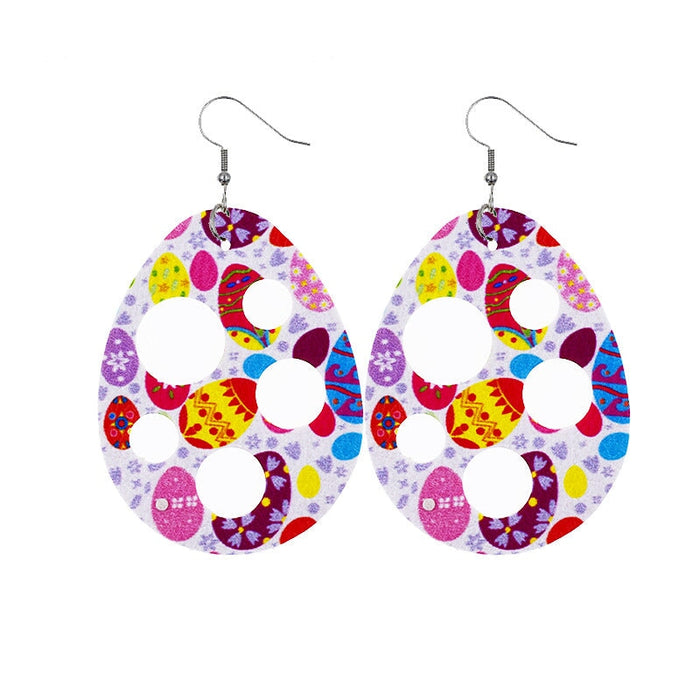 Wholesale Easter Reversible Leather Earrings Cute Print Earrings JDC-ES-ZL002 Earrings 钻拉 6 Wholesale Jewelry JoyasDeChina Joyas De China