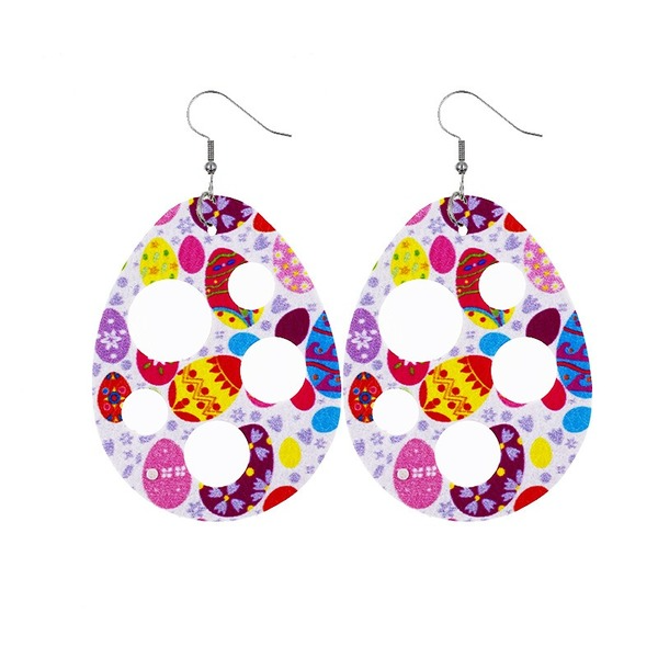 Wholesale Easter Reversible Leather Earrings Cute Print Earrings JDC-ES-ZL002 Earrings 钻拉 Wholesale Jewelry JoyasDeChina Joyas De China