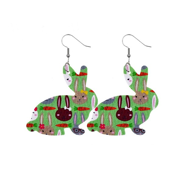 Wholesale Easter Reversible Leather Earrings Cute Print Earrings JDC-ES-ZL002 Earrings 钻拉 Wholesale Jewelry JoyasDeChina Joyas De China