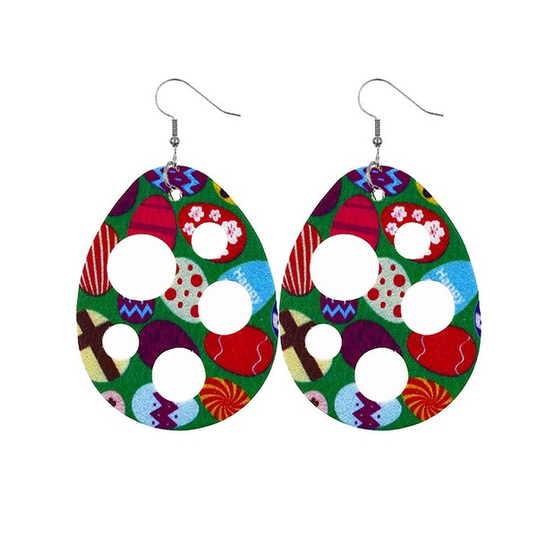 Wholesale Easter Reversible Leather Earrings Cute Print Earrings JDC-ES-ZL002 Earrings 钻拉 Wholesale Jewelry JoyasDeChina Joyas De China