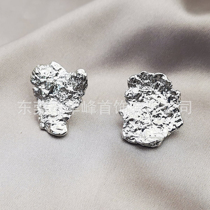 Wholesale Electroplated Brass Asymmetric Brass Lava Earrings JDC-ES-Junf005 Earrings 军峰 Wholesale Jewelry JoyasDeChina Joyas De China