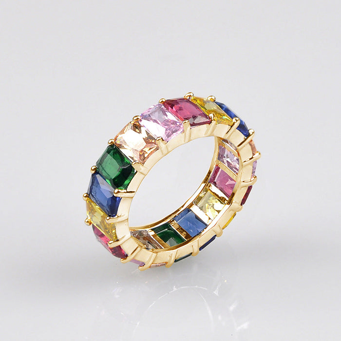 Wholesale Electroplated Copper Colored Zircon Ring JDC-RS-MiMeng019 Rings 米萌 Wholesale Jewelry JoyasDeChina Joyas De China