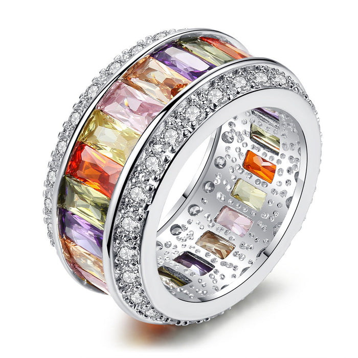 Wholesale Electroplated Copper Colored Zircon Ring JDC-RS-MiMeng034 Rings 米萌 Wholesale Jewelry JoyasDeChina Joyas De China