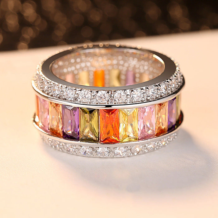Wholesale Electroplated Copper Colored Zircon Ring JDC-RS-MiMeng034 Rings 米萌 Wholesale Jewelry JoyasDeChina Joyas De China