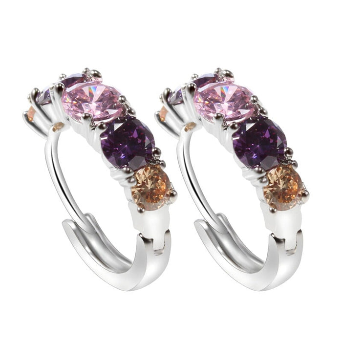 Wholesale Electroplated Copper Zircon Colorful Earrings JDC-ES-MiMeng025 Earrings 米萌 silver Wholesale Jewelry JoyasDeChina Joyas De China