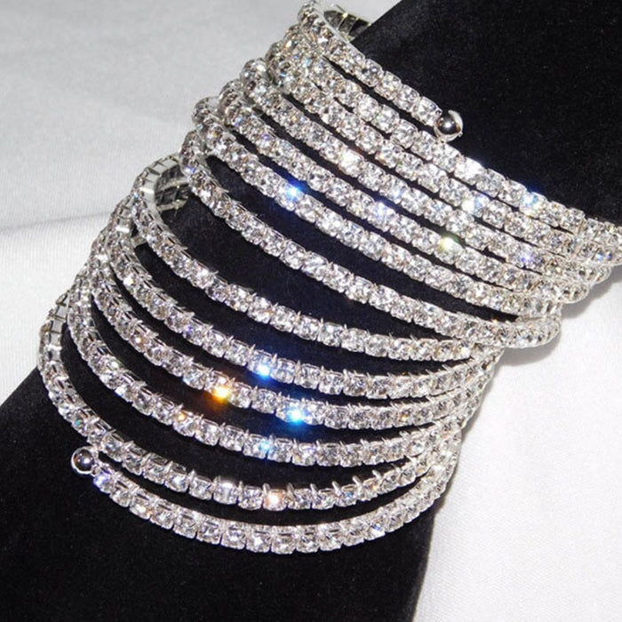 Wholesale electroplated crystal rhinestone 10 row bracelet JDC-BT-Xins001 Bracelet 心饰 Wholesale Jewelry JoyasDeChina Joyas De China