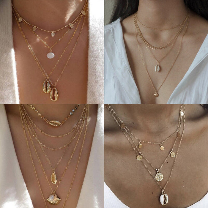 Wholesale ethnic style alloy shell multilayer Necklaces JDC-NE-C238 necklaces 陌茗 Wholesale Jewelry JoyasDeChina Joyas De China