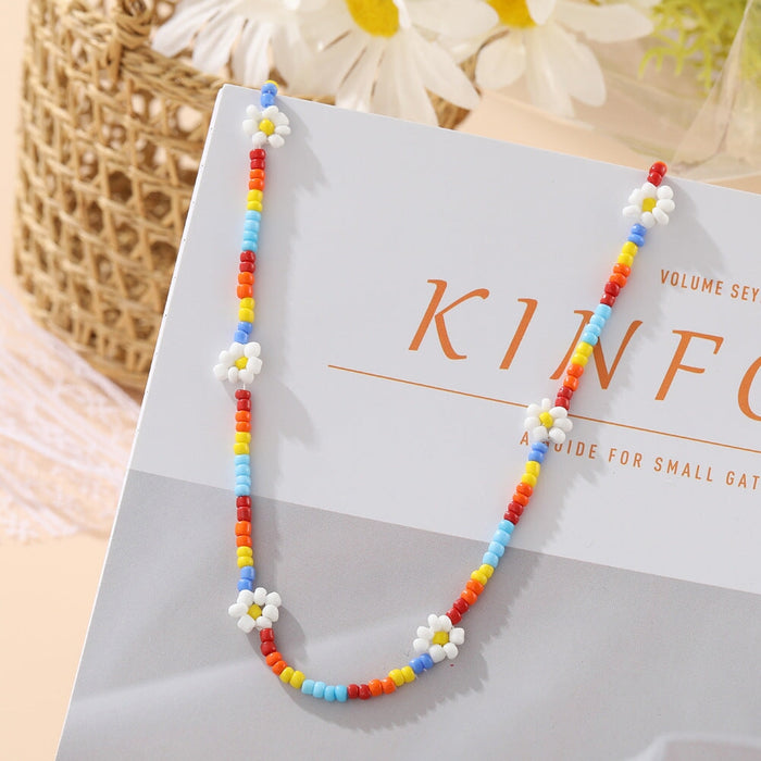 Wholesale ethnic style rice beads flower color small daisy necklace JDC-NE-F040 Necklaces 韩之尚 5402304 Wholesale Jewelry JoyasDeChina Joyas De China