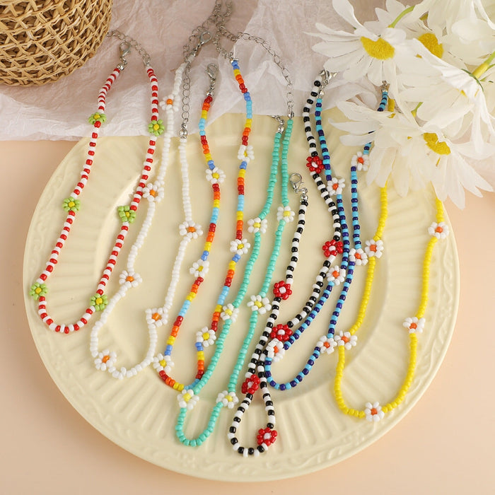Wholesale ethnic style rice beads flower color small daisy necklace JDC-NE-F040 Necklaces 韩之尚 Wholesale Jewelry JoyasDeChina Joyas De China