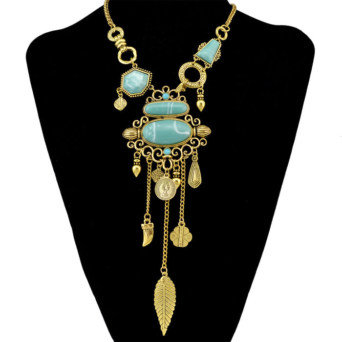 Wholesale ethnic style turquoise alloy necklace JDC-NE-Yunl032 Necklaces 云罗 Wholesale Jewelry JoyasDeChina Joyas De China