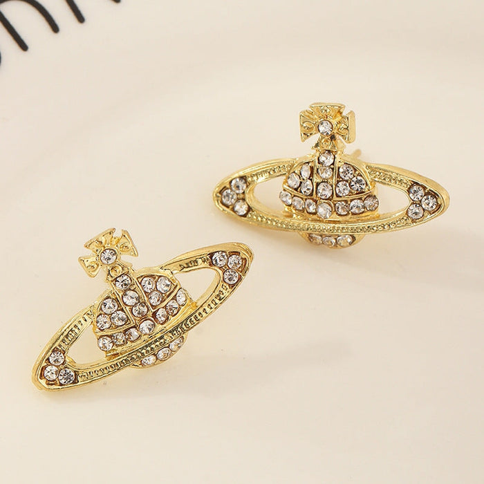 Wholesale European Saturn Diamond Earrings JDC-ES-FanD001 Earrings 繁鼎 gold Wholesale Jewelry JoyasDeChina Joyas De China