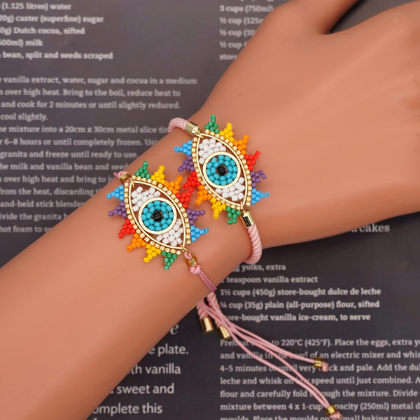 Bulk Jewelry Wholesale Evil's eye Miyuki rice bead rainbow Beaded Bracelet girl JDC-gbh123 Wholesale factory from China YIWU China