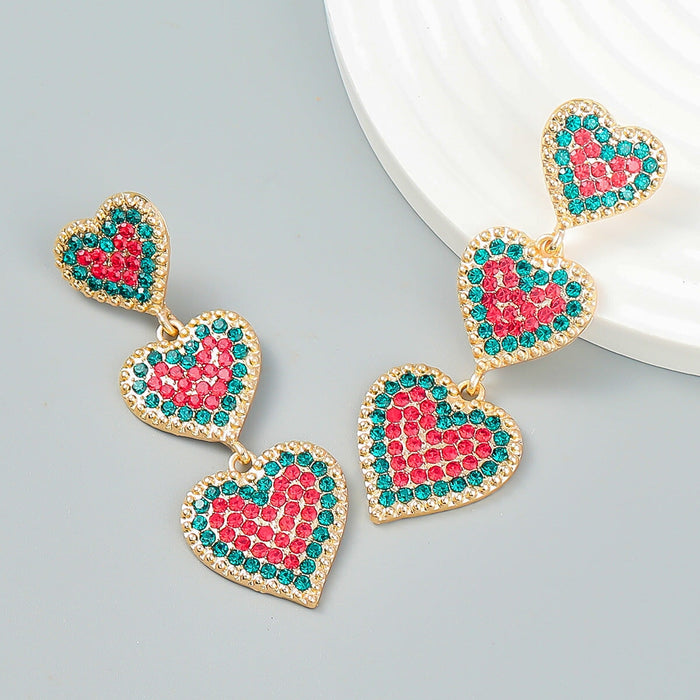 Wholesale Fancy Color Diamond Love Multi-Layer Earrings JDC-ES-JL949 Earrings 氿乐 Wholesale Jewelry JoyasDeChina Joyas De China