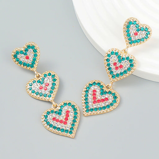 Wholesale Fancy Color Diamond Love Multi-Layer Earrings JDC-ES-JL949 Earrings 氿乐 Wholesale Jewelry JoyasDeChina Joyas De China